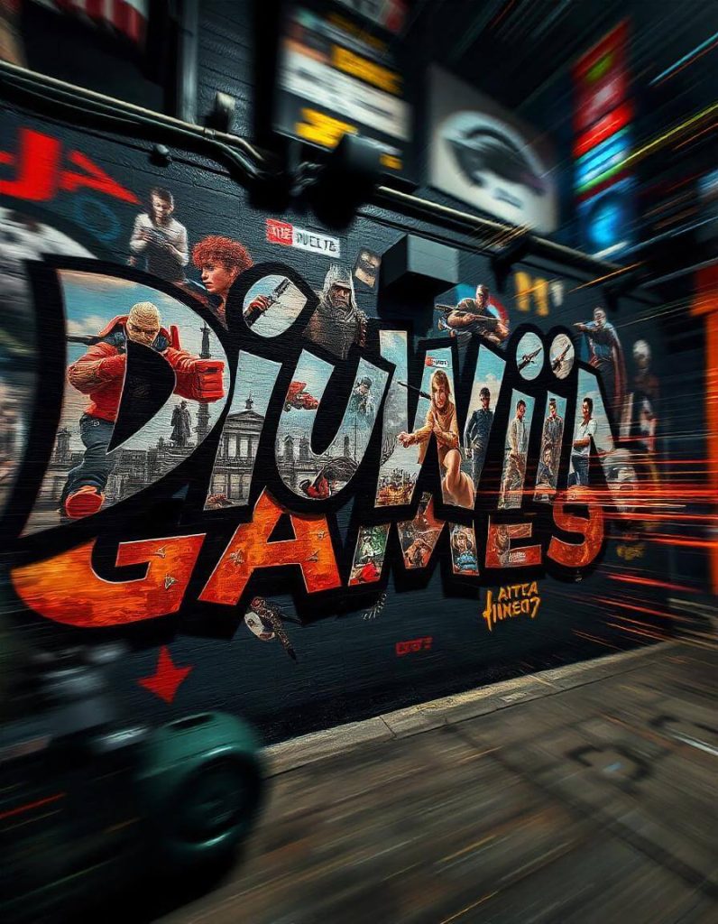 Diuwin Game App in a graffiti logo